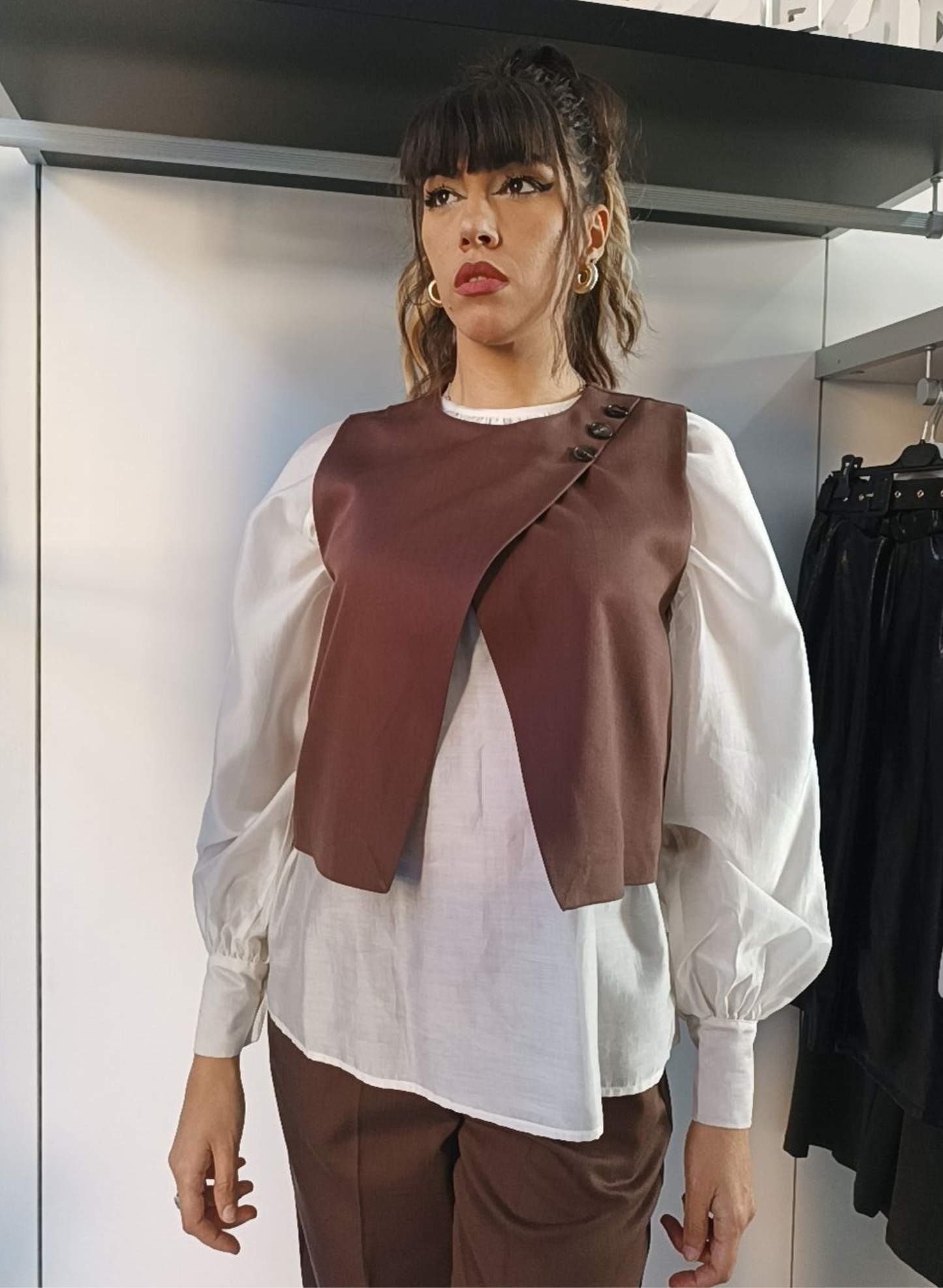 Gilet Top color marrone bruciato