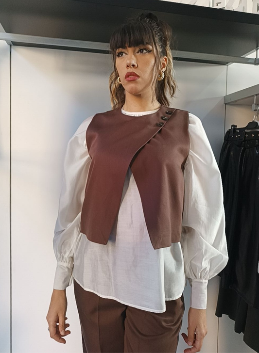 Gilet Top color marrone bruciato