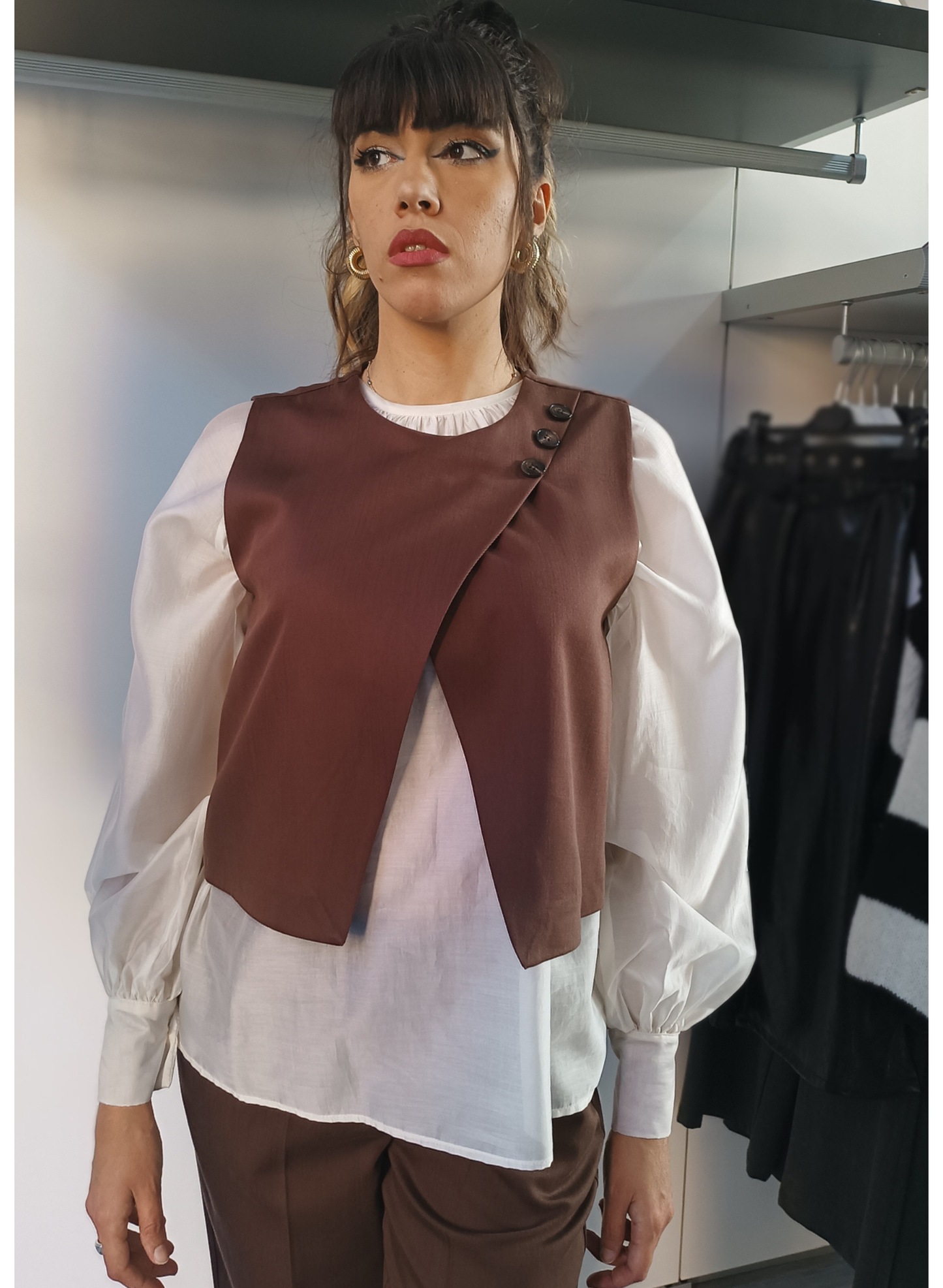 Gilet Top color marrone bruciato