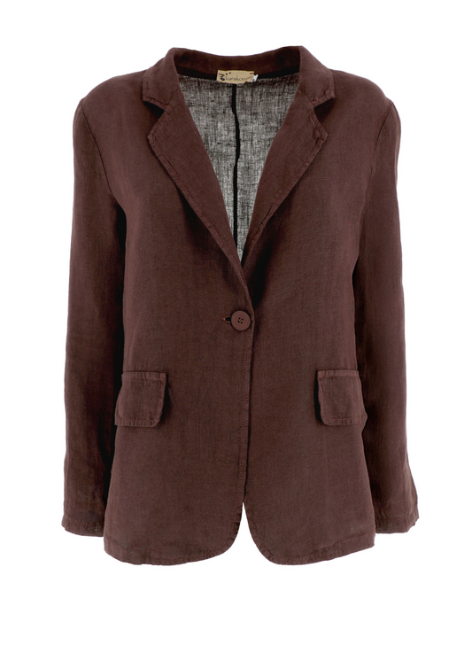 Giacca in lino marrone