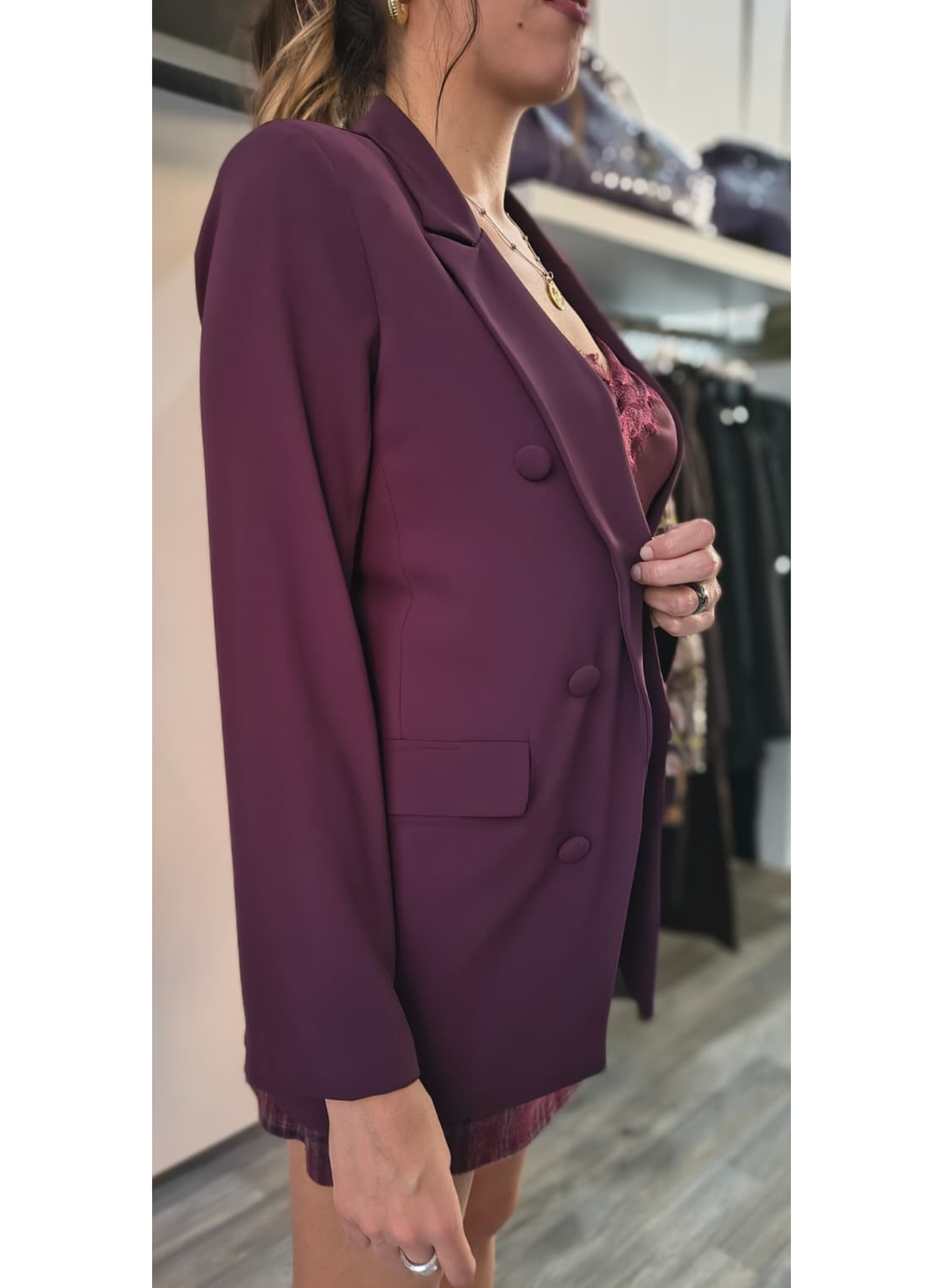 Blazer doppiopetto color vinaccia