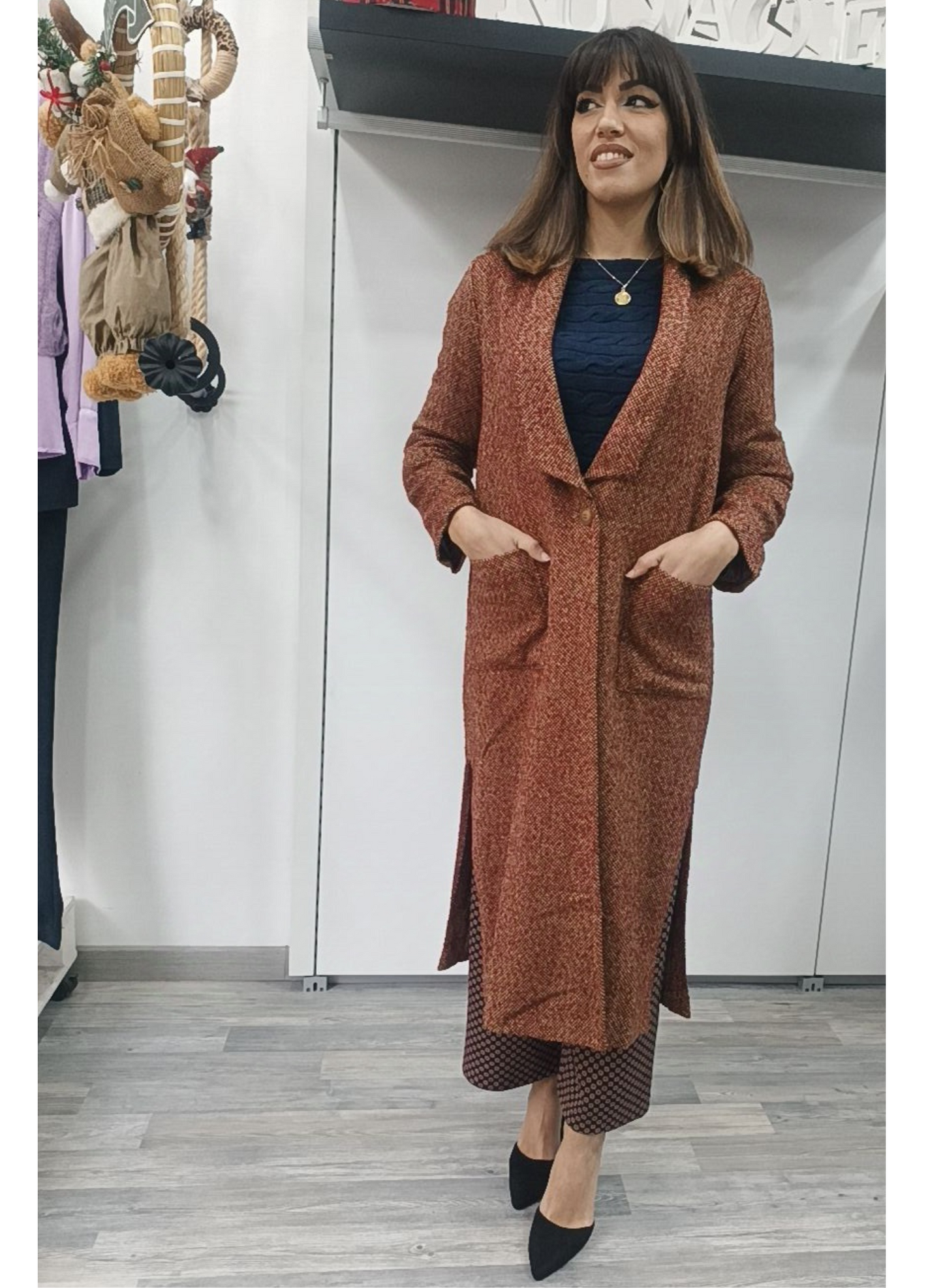 Cappotto lungo bordeaux