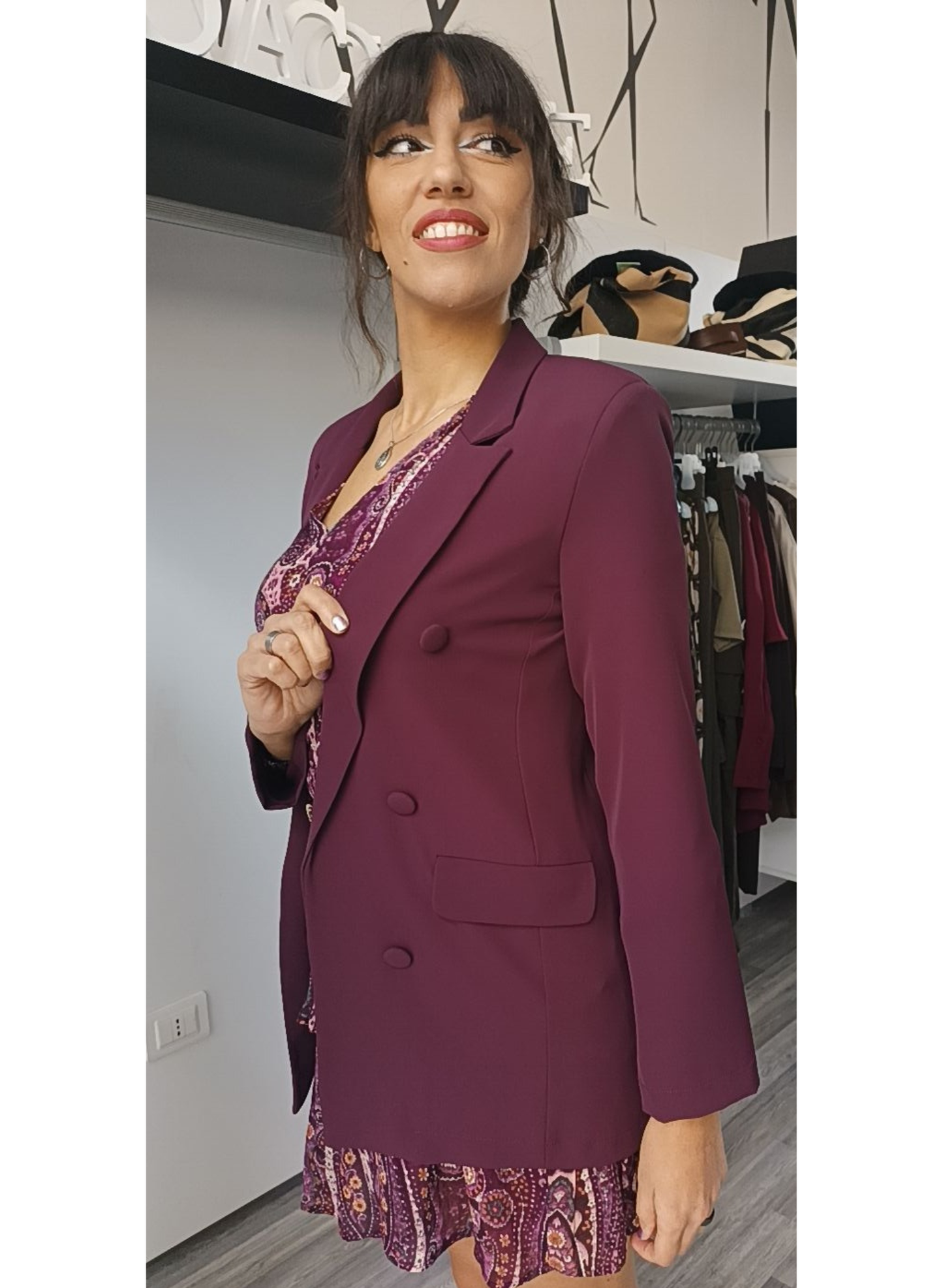 Blazer doppiopetto color vinaccia
