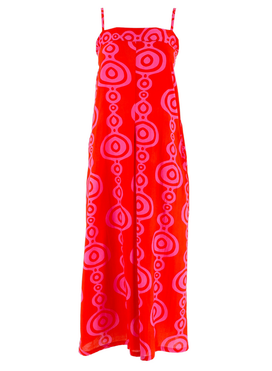 Tuta intera arancio e fucsia