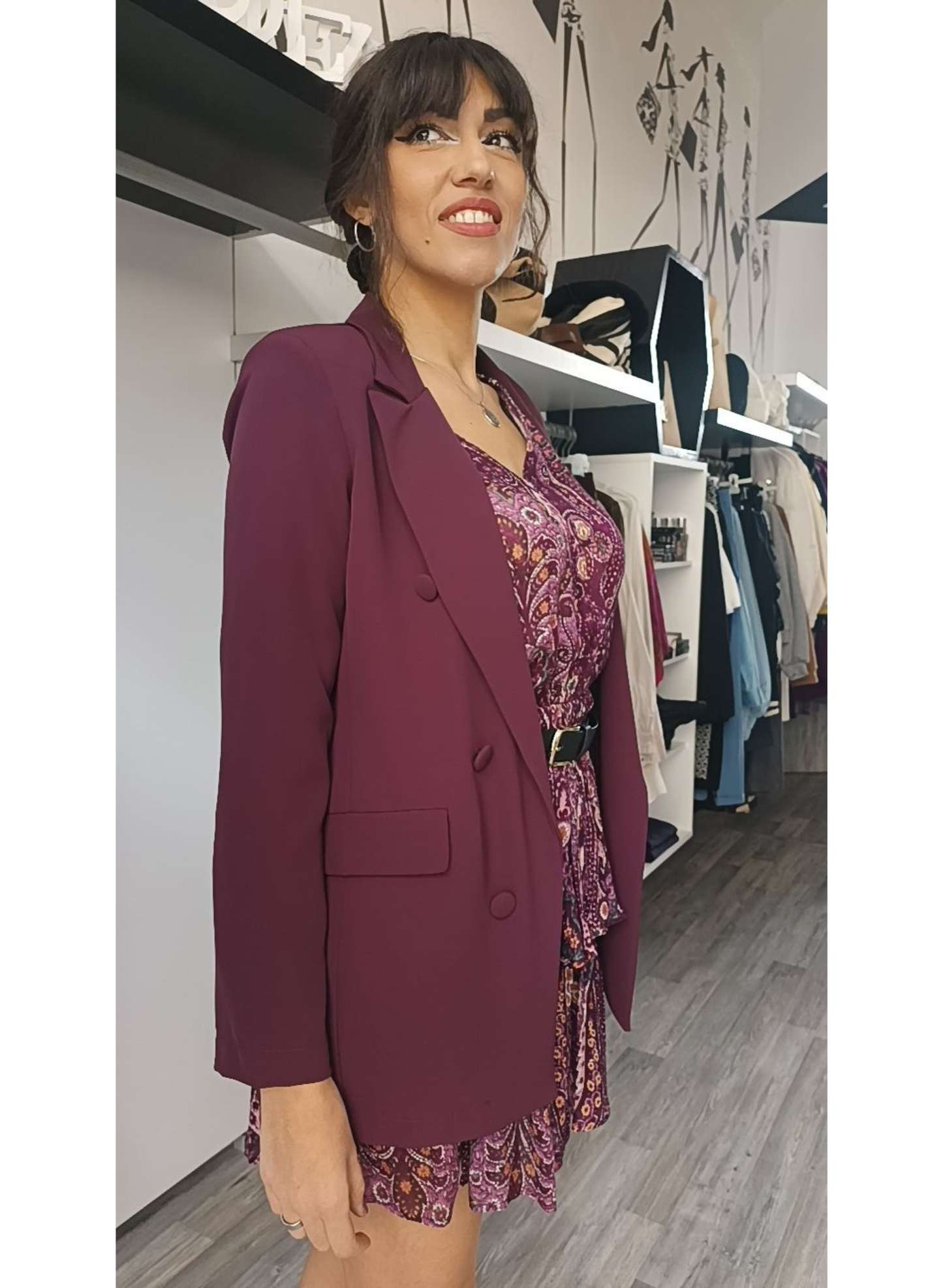 Blazer doppiopetto color vinaccia