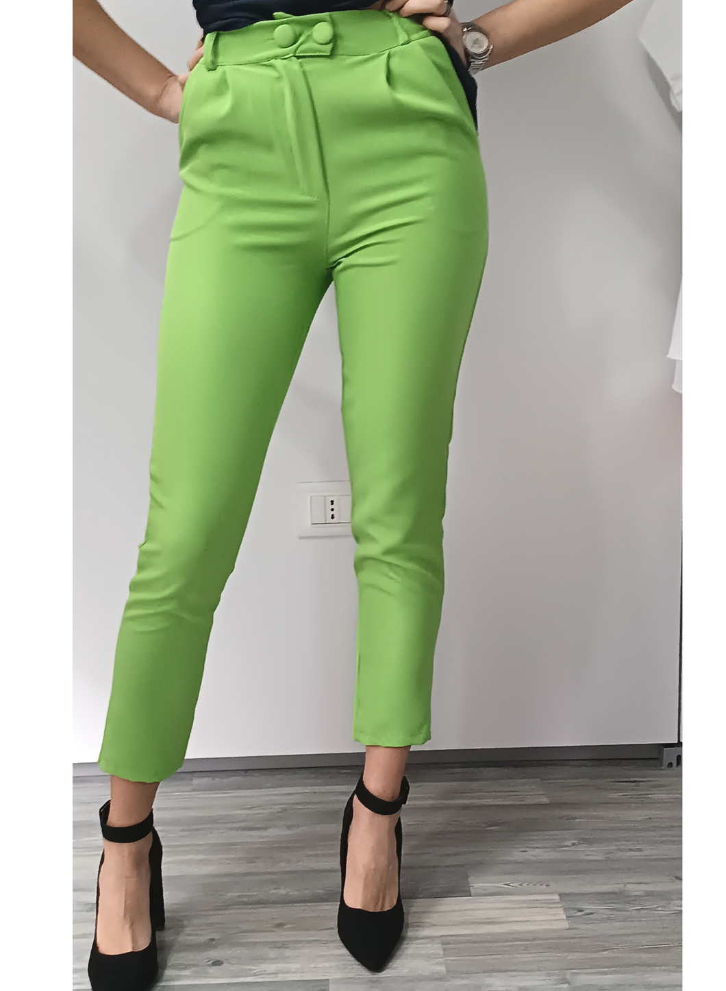Pantaloni slim fit verde acido