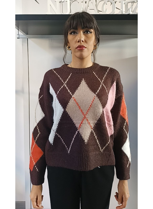 Pullover Rombi Marrone