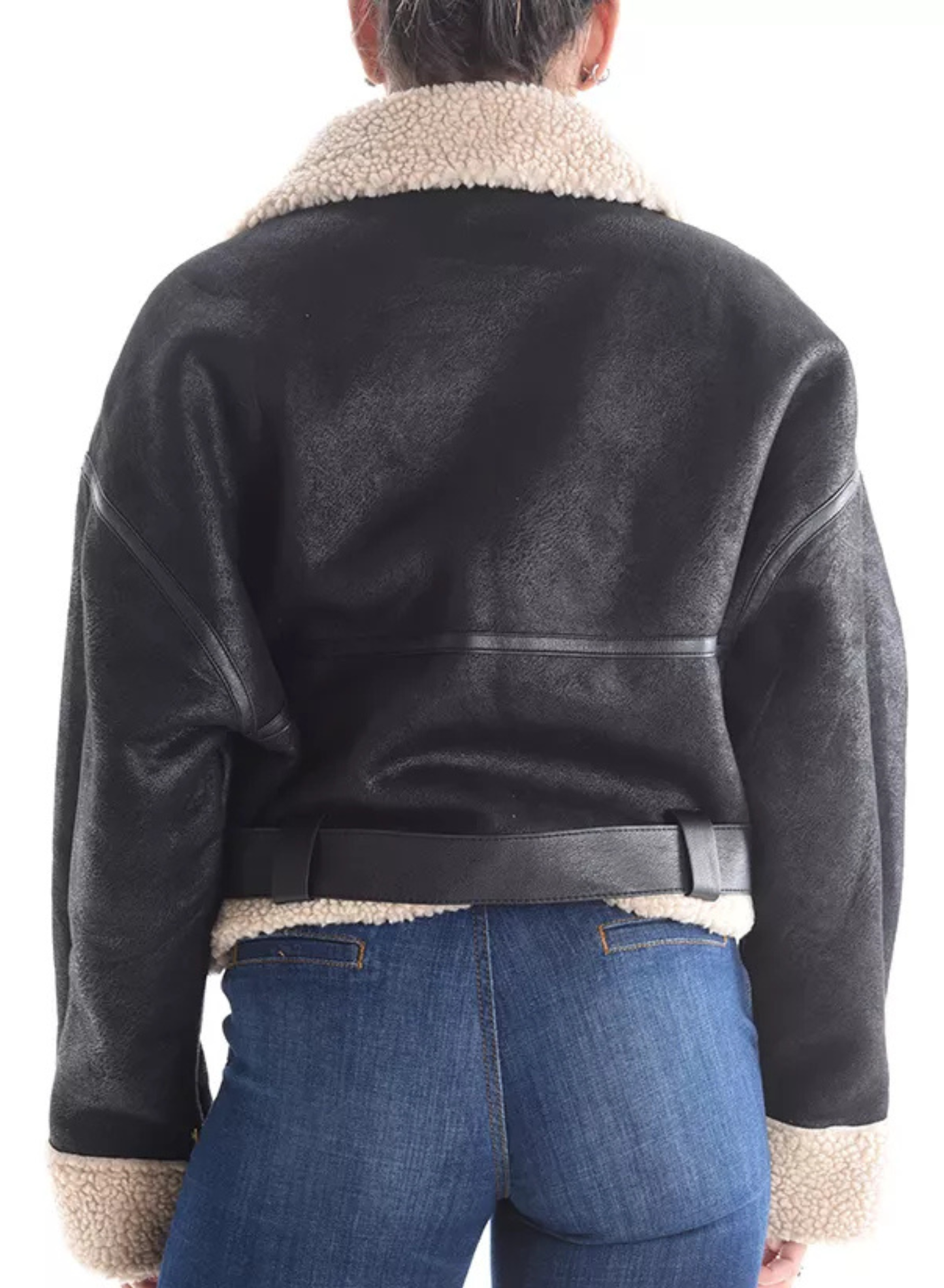 Giubbotto nero effetto montone