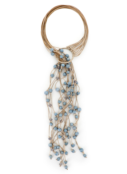 Collana perline azzurre